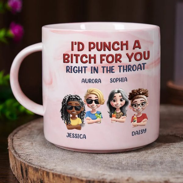 Right In The Throat Bestie - Personalized Marble Mug Right In The Throat Bestie - Personalized Marble Mug