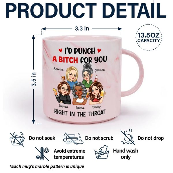 Right In The Throat Besties - Personalized Marble Mug Right In The Throat Besties - Personalized Marble Mug