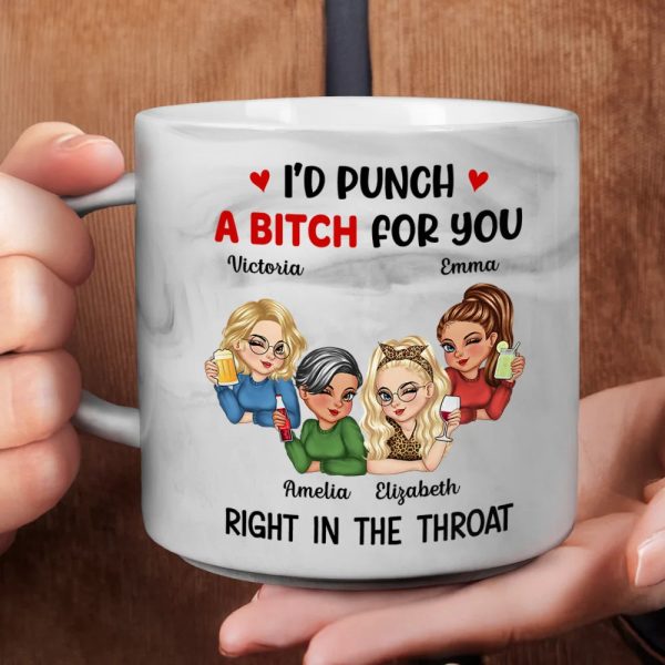 Right In The Throat Besties - Personalized Marble Mug Right In The Throat Besties - Personalized Marble Mug