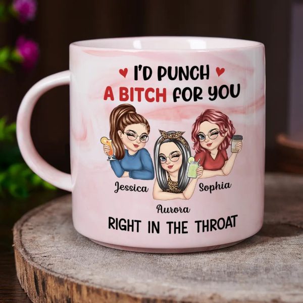 Right In The Throat Besties - Personalized Marble Mug Right In The Throat Besties - Personalized Marble Mug