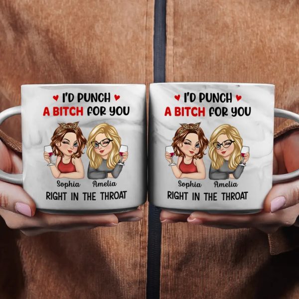 Right In The Throat Besties - Personalized Marble Mug Right In The Throat Besties - Personalized Marble Mug