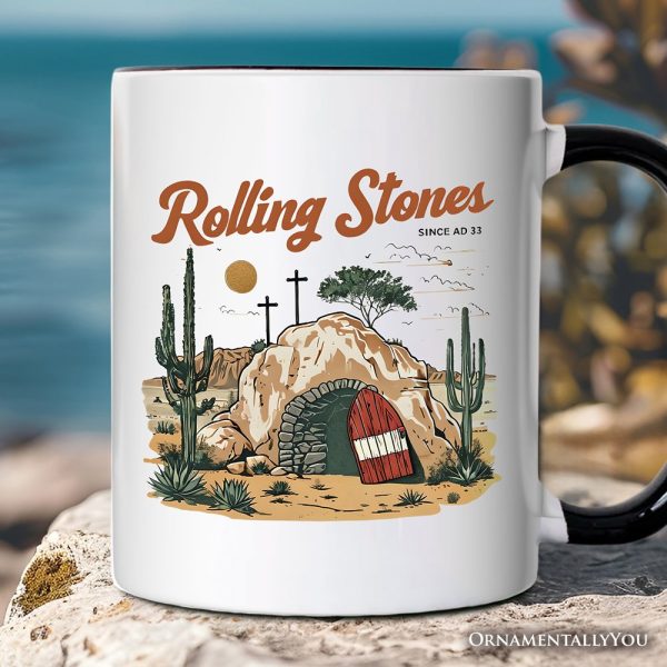Rolling Stones Christian Personalized Mug, He is Risen Easter Gift with Custom Name Rolling Stones Christian Personalized Mug, He is Risen Easter Gift with Custom Name