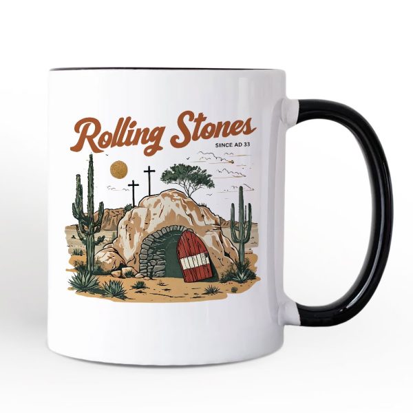Rolling Stones Christian Personalized Mug, He is Risen Easter Gift with Custom Name Rolling Stones Christian Personalized Mug, He is Risen Easter Gift with Custom Name