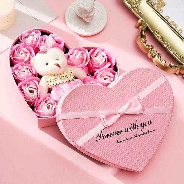Romantic Bear Soap Bouquet with Roses Gift Box for Valentine's Day and Special Occasions Romantic Bear Soap Bouquet with Roses Gift Box for Valentine's Day and Special Occasions