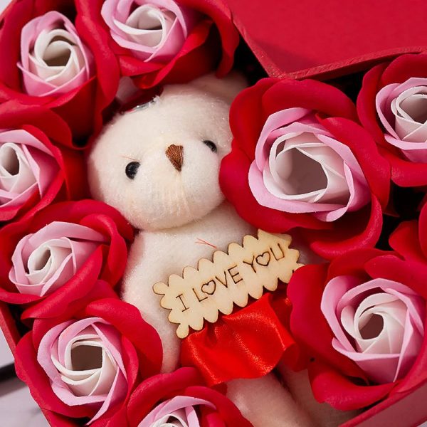 Romantic Bear Soap Bouquet with Roses Gift Box for Valentine's Day and Special Occasions Romantic Bear Soap Bouquet with Roses Gift Box for Valentine's Day and Special Occasions