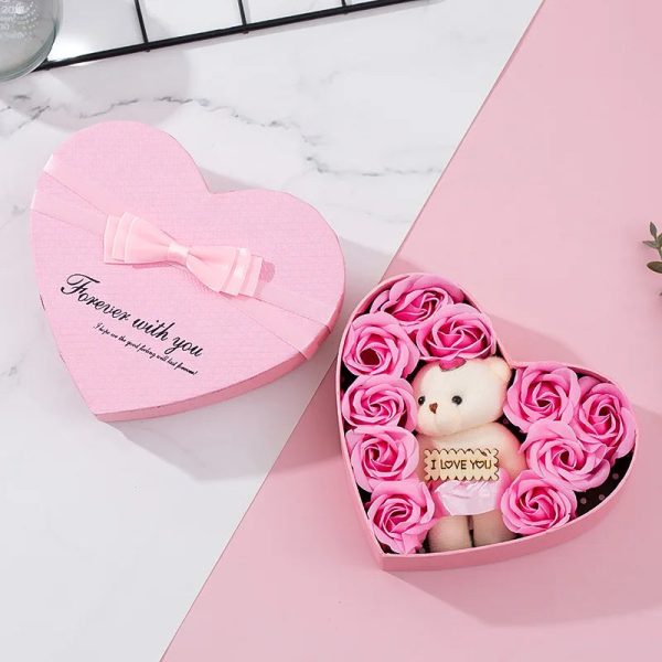 Romantic Bear Soap Bouquet with Roses Gift Box for Valentine's Day and Special Occasions Romantic Bear Soap Bouquet with Roses Gift Box for Valentine's Day and Special Occasions