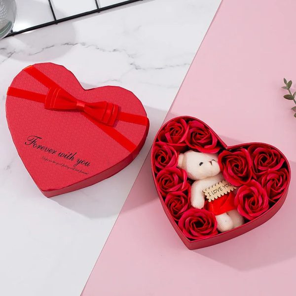 Romantic Bear Soap Bouquet with Roses Gift Box for Valentine's Day and Special Occasions Romantic Bear Soap Bouquet with Roses Gift Box for Valentine's Day and Special Occasions