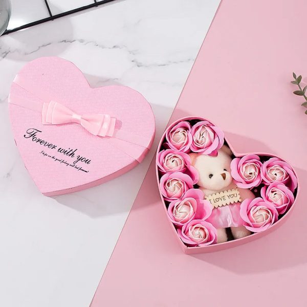Romantic Bear Soap Bouquet with Roses Gift Box for Valentine's Day and Special Occasions Romantic Bear Soap Bouquet with Roses Gift Box for Valentine's Day and Special Occasions