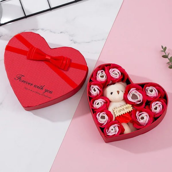 Romantic Bear Soap Bouquet with Roses Gift Box for Valentine's Day and Special Occasions Romantic Bear Soap Bouquet with Roses Gift Box for Valentine's Day and Special Occasions