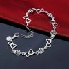 Romantic Heart Flower 925 Sterling Silver Bracelet