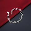 Romantic Heart Flower 925 Sterling Silver Bracelet