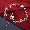 Romantic Heart Flower 925 Sterling Silver Bracelet