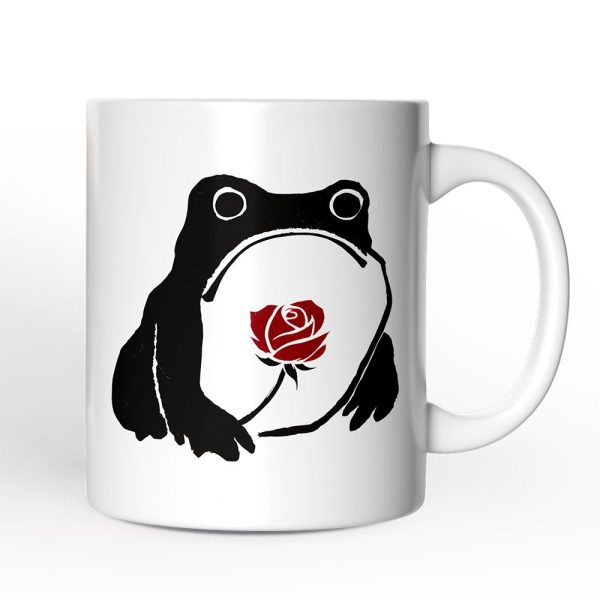 Romantic Japanese Frog with Rose Personalized Mug, Matsumoto Hoji Edo Period Frog Lover Gift With Custom Name Romantic Japanese Frog with Rose Personalized Mug, Matsumoto Hoji Edo Period Frog Lover Gift With Custom Name