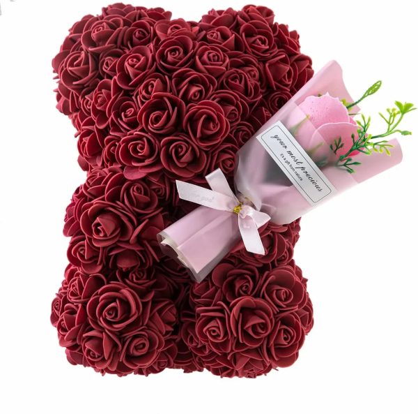 Rose Bear with Flower Bouquet 24cm Rose Bear with Flower Bouquet 24cm
