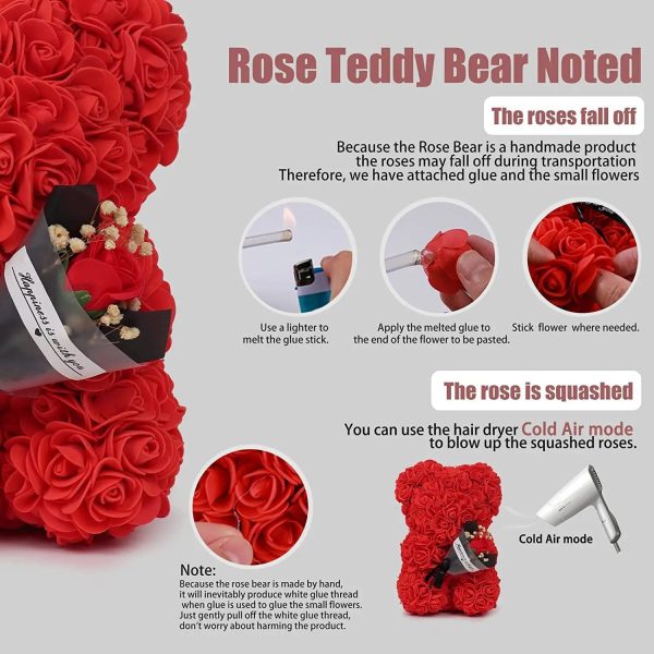 Rose Bear with Flower Bouquet 24cm Rose Bear with Flower Bouquet 24cm