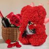 Rose Bear with Flower Bouquet 24cm Rose Bear with Flower Bouquet 24cm