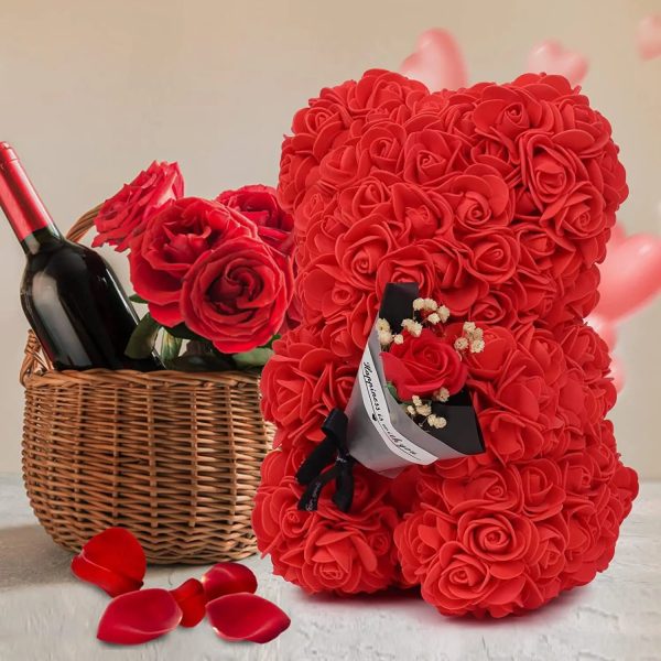 Rose Bear with Flower Bouquet 24cm Rose Bear with Flower Bouquet 24cm