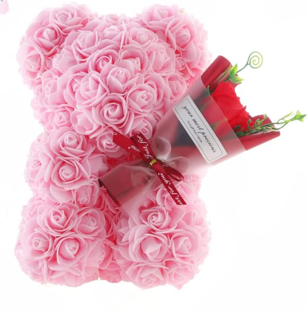 Rose Bear with Flower Bouquet 24cm Rose Bear with Flower Bouquet 24cm