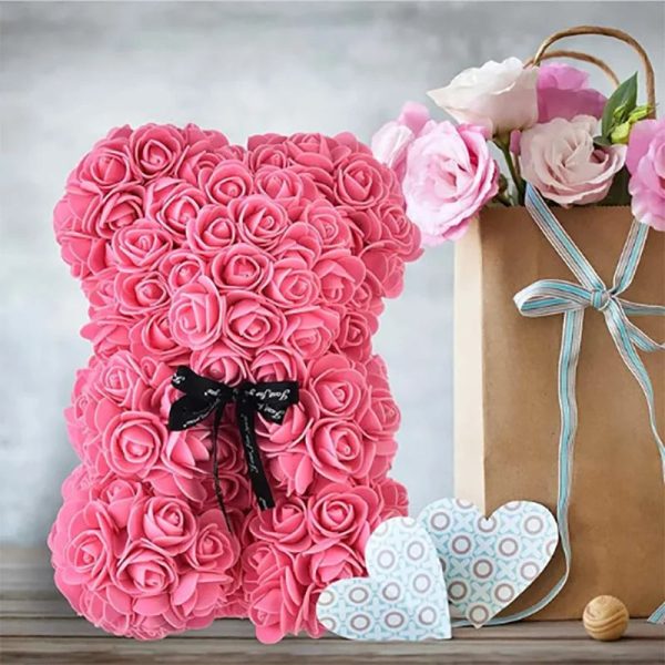 Rose Flower Teddy Bear 25cm Romantic Gift with Box