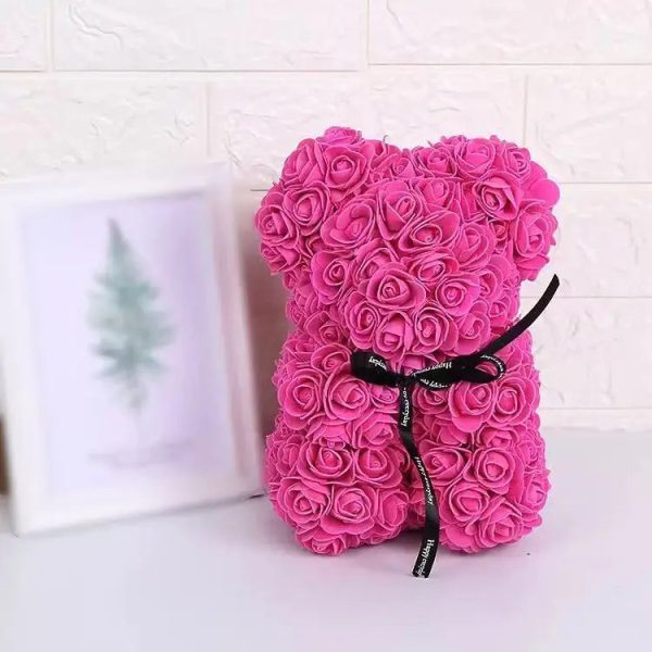 Rose Flower Teddy Bear 25cm Romantic Gift with Box
