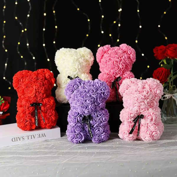 Rose Flower Teddy Bear 25cm Romantic Gift with Box
