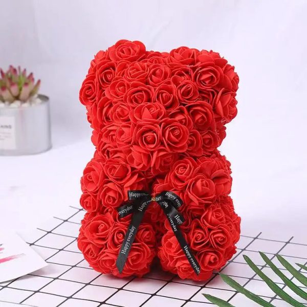 Rose Flower Teddy Bear 25cm Romantic Gift with Box