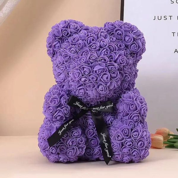Rose Flower Teddy Bear 25cm Romantic Gift with Box