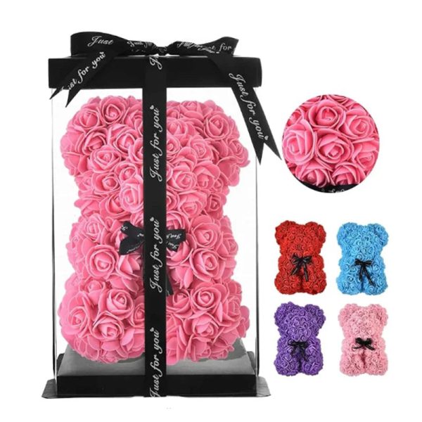 Rose Flower Teddy Bear 25cm Romantic Gift with Box