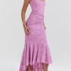 Rose Pink Floral Corset Ruffle Ruched Maxi Dress Rose Pink Floral Corset Ruffle Ruched Maxi Dress