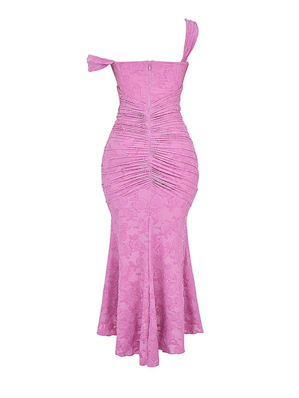 Rose Pink Floral Corset Ruffle Ruched Maxi Dress Rose Pink Floral Corset Ruffle Ruched Maxi Dress