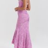 Rose Pink Floral Corset Ruffle Ruched Maxi Dress Rose Pink Floral Corset Ruffle Ruched Maxi Dress