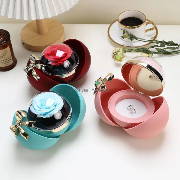 Round Bow Eternal Rose Jewelry Gift Box for Necklace and Ring Round Bow Eternal Rose Jewelry Gift Box for Necklace and Ring