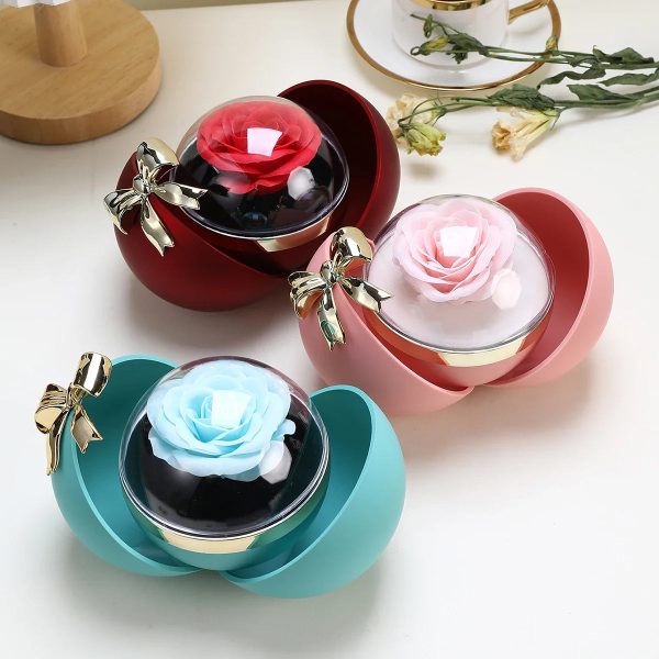 Round Eternal Rose Gift Box for Necklace, Ring, and Jewelry Round Eternal Rose Gift Box for Necklace, Ring, and Jewelry