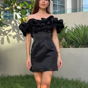 Ruffles Off-shoulder Bodycon Mini Dress