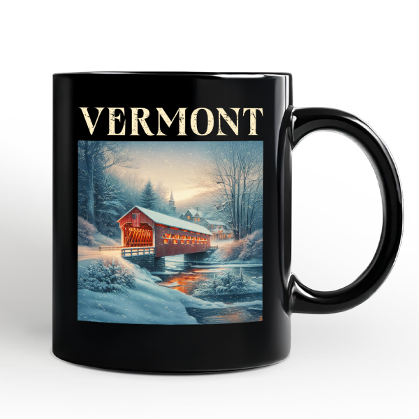 Rustic Red Covered Bridge Vermont State Personalized Mug, New England Historical Gift and Travel Souvenir with Custom Name Rustic Red Covered Bridge Vermont State Personalized Mug, New England Historical Gift and Travel Souvenir with Custom Name