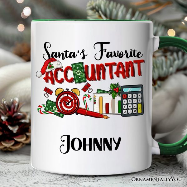 Santa's Favorite Accountant Personalized Mug, Tax Bookkeeper and CPA Christmas Gift with Custom Name Santa's Favorite Accountant Personalized Mug, Tax Bookkeeper and CPA Christmas Gift with Custom Name