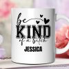 Sarcastic Be Kind Personalized Mug, Retro Bold Women With Bite Gift With Custom Name Sarcastic Be Kind Personalized Mug, Retro Bold Women With Bite Gift With Custom Name
