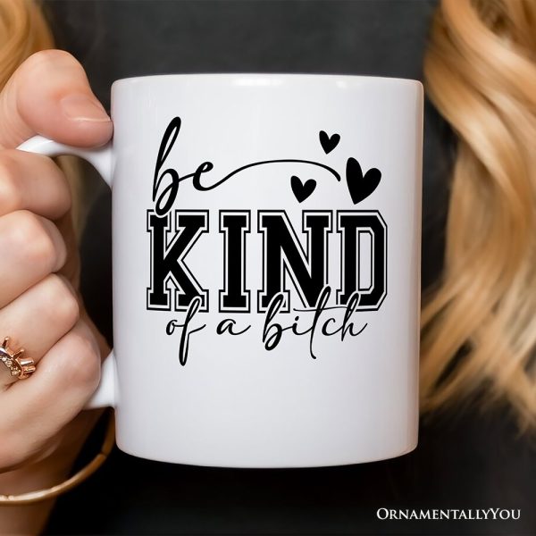 Sarcastic Be Kind Personalized Mug, Retro Bold Women With Bite Gift With Custom Name Sarcastic Be Kind Personalized Mug, Retro Bold Women With Bite Gift With Custom Name