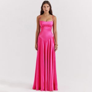 Satin Back Tie-Up Maxi Dress