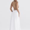 Satin Backless Halter Maxi Dress