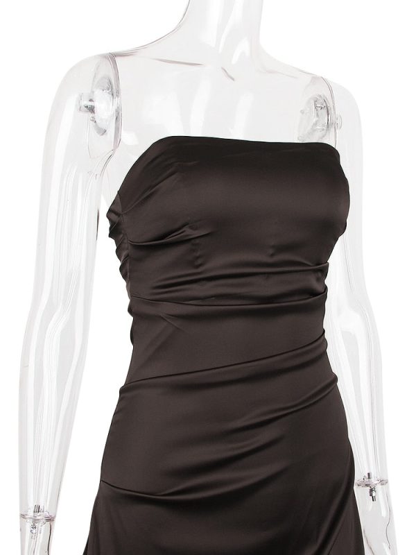 Satin Draped Tube Mini Dress Satin Draped Tube Mini Dress