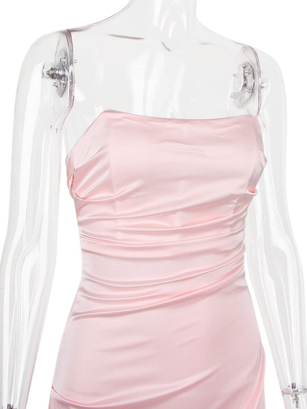 Satin Draped Tube Mini Dress Satin Draped Tube Mini Dress
