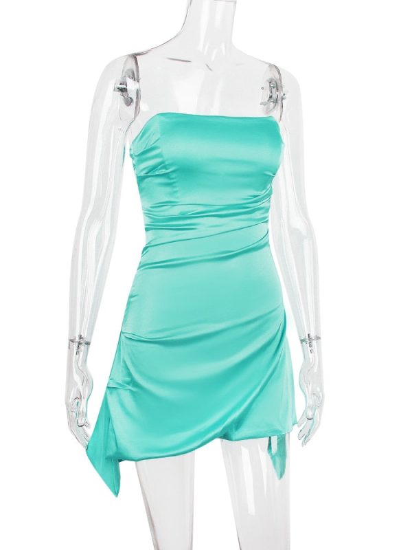 Satin Draped Tube Mini Dress Satin Draped Tube Mini Dress