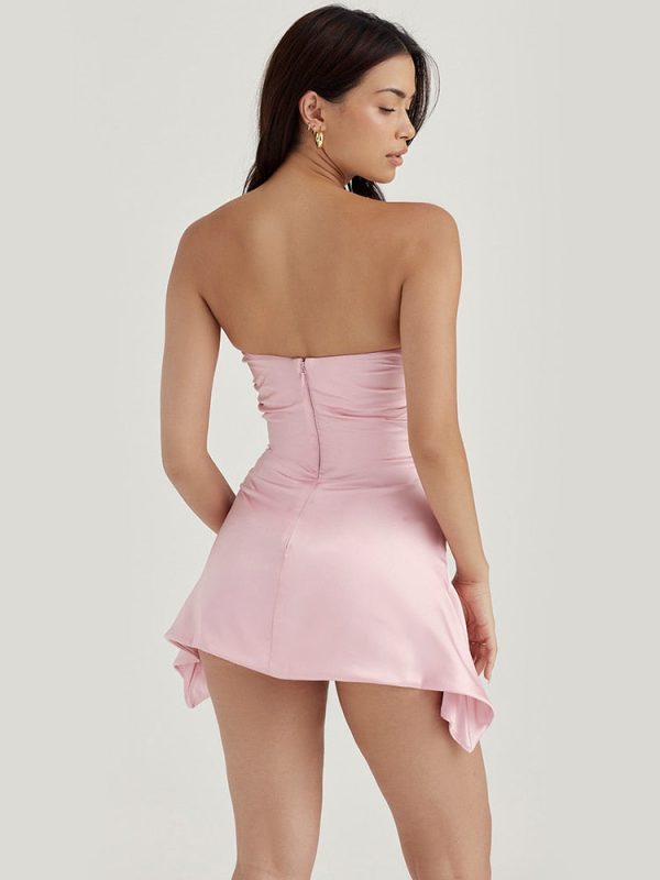 Satin Draped Tube Mini Dress Satin Draped Tube Mini Dress