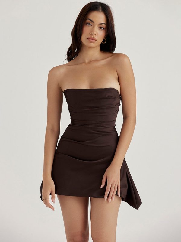 Satin Draped Tube Mini Dress Satin Draped Tube Mini Dress