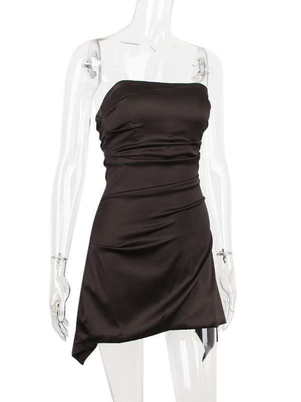 Satin Draped Tube Mini Dress Satin Draped Tube Mini Dress