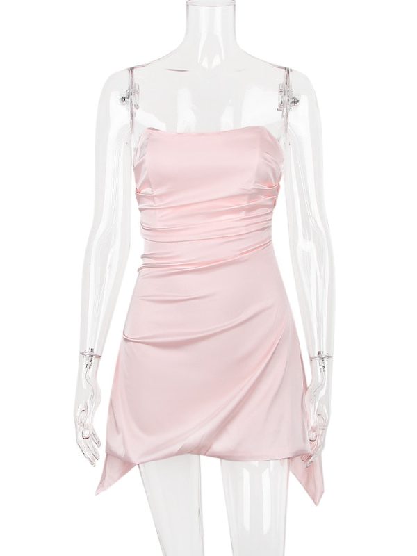 Satin Draped Tube Mini Dress Satin Draped Tube Mini Dress