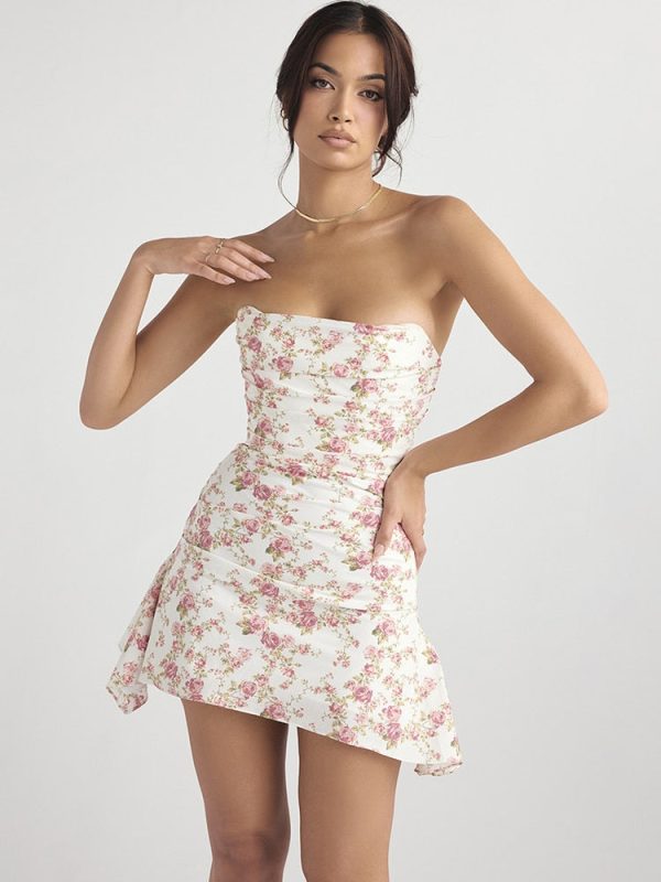 Satin Draped Tube Mini Dress Satin Draped Tube Mini Dress