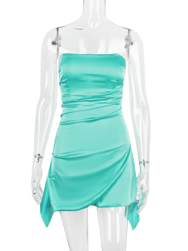 Satin Draped Tube Mini Dress Satin Draped Tube Mini Dress