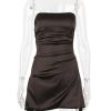 Satin Draped Tube Mini Dress Satin Draped Tube Mini Dress